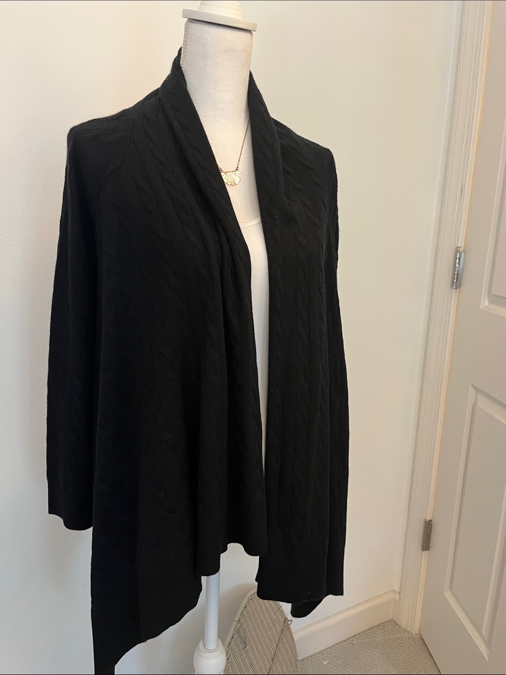 Lilly Pulitzer Black Open-Front Cable Knit Cardigan